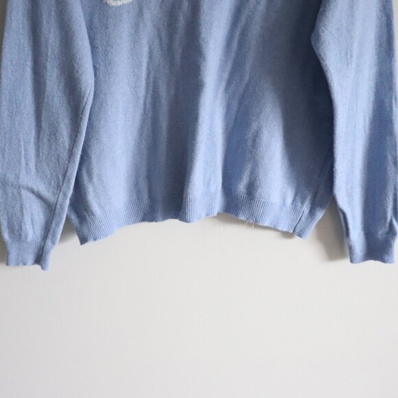 Bartolini 'Ciao' Wool Cashmere Blue XL Italian Knit Long Sleeve Crew Sweater - Picture 9 of 11